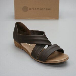 Eric Michael 39 Ladies (8.5-9) Nettie Dark Brown Sandals Jute Wedge Heels Shoes